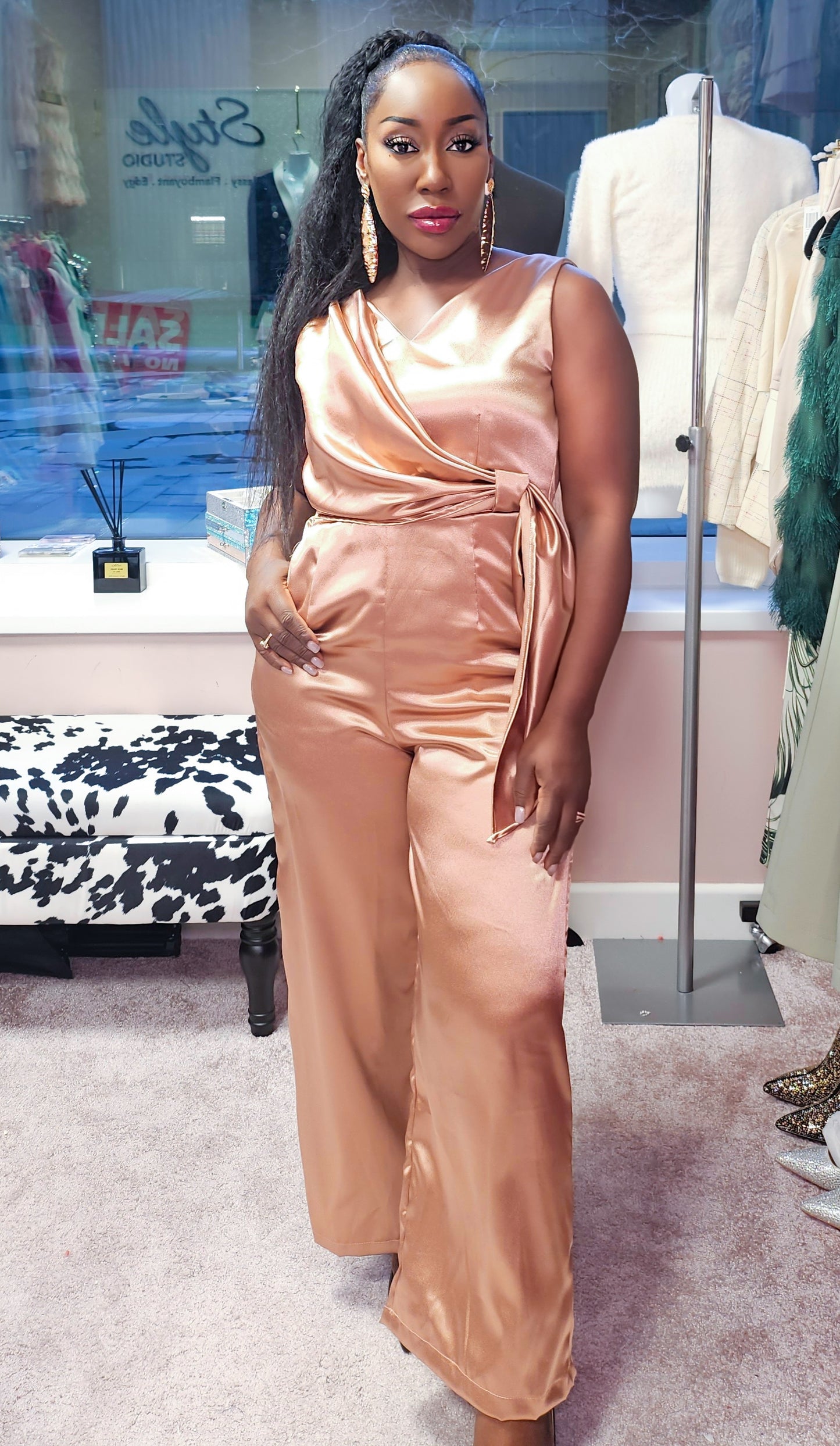 Dark Gold Satin Jumpsuit