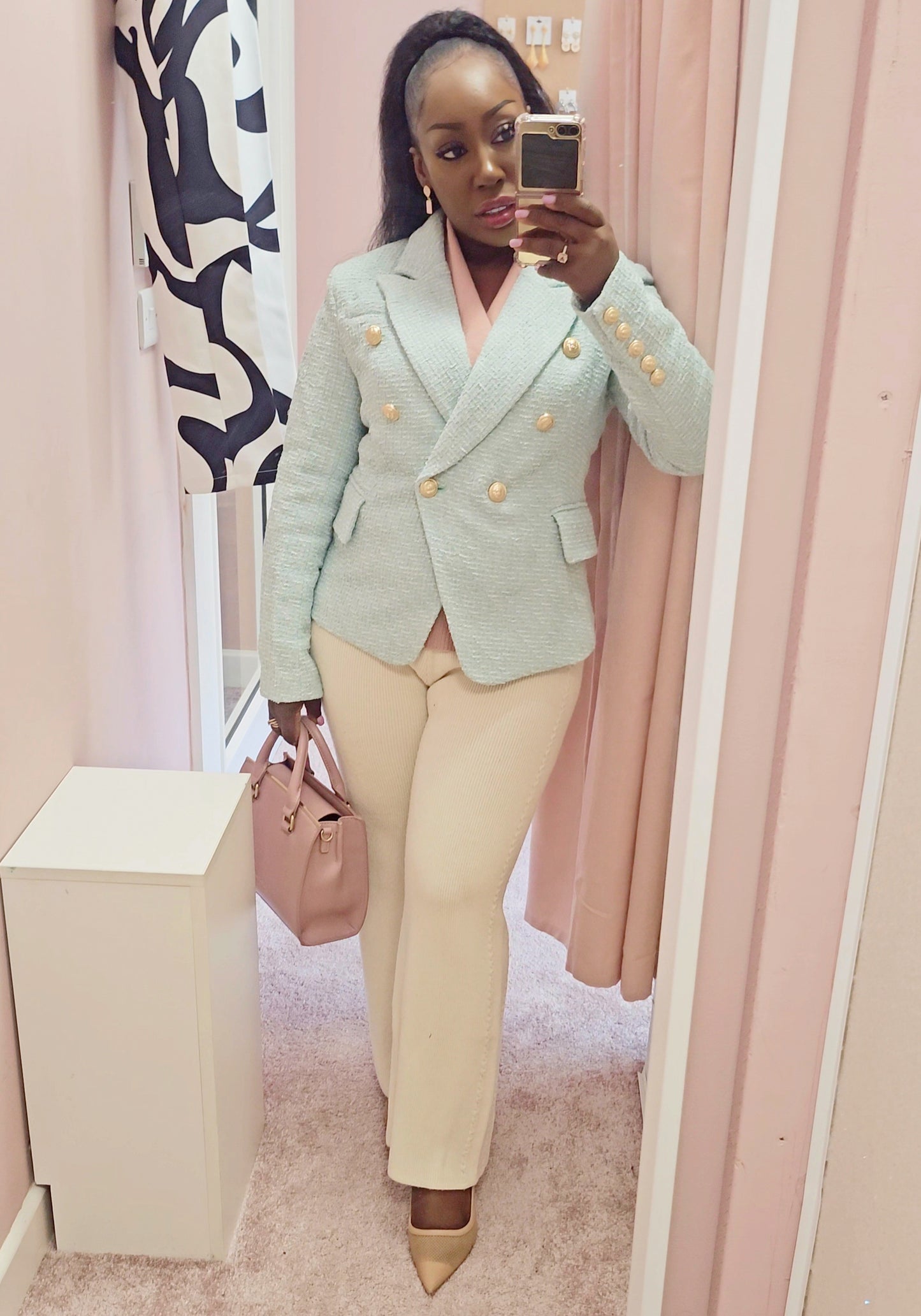 Mint Tweed Blazer