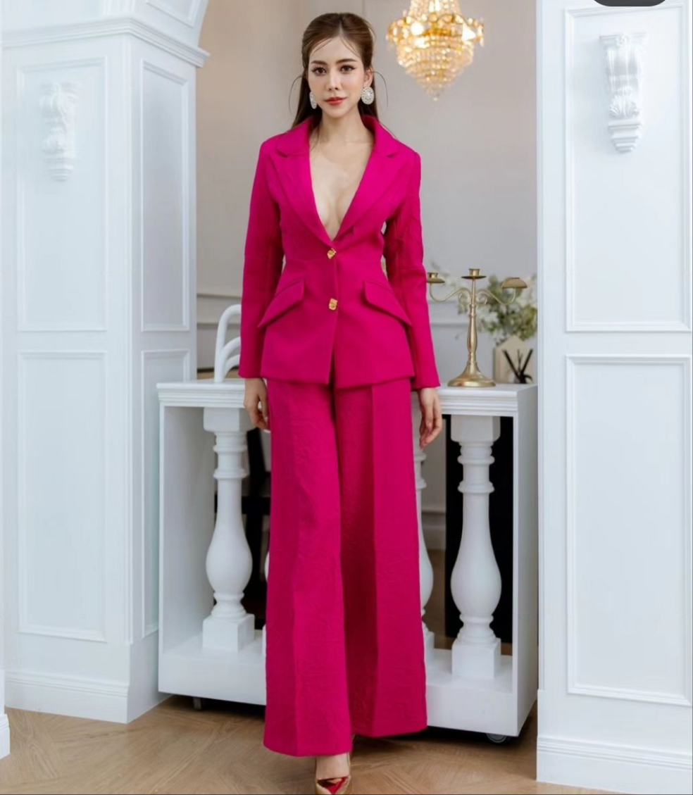 Fuschia Pink Crinkle Suit