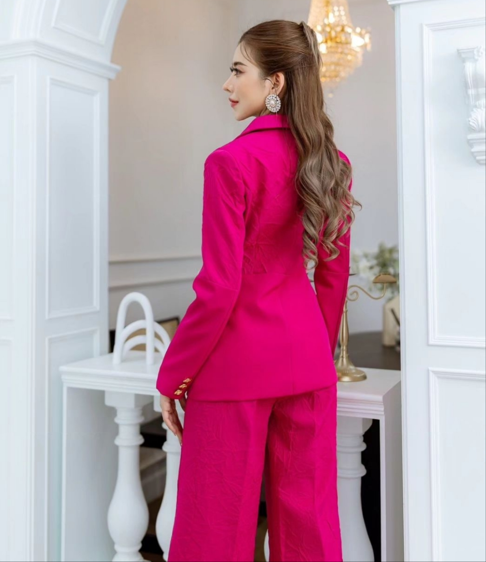 Fuschia Pink Crinkle Suit