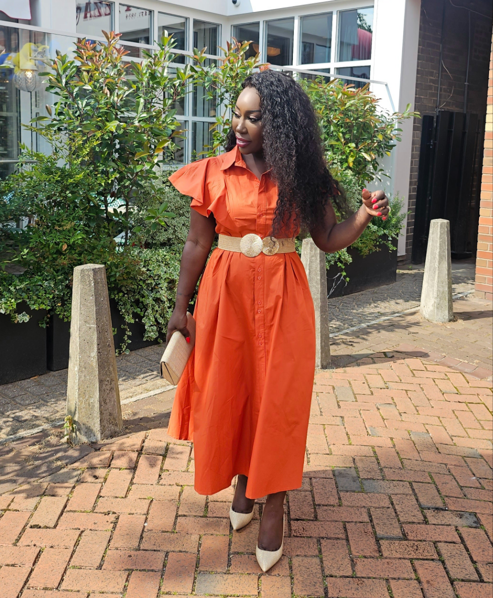 Orange Midaxi Dress