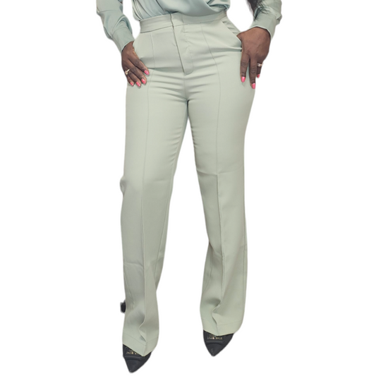 Sage Green Straight Leg Trousers