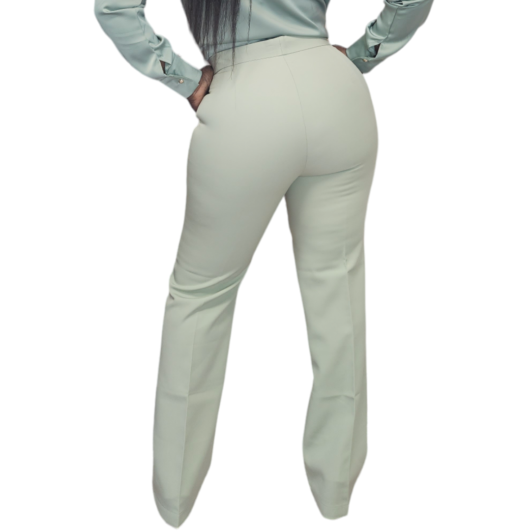 Sage Green Straight Leg Trousers