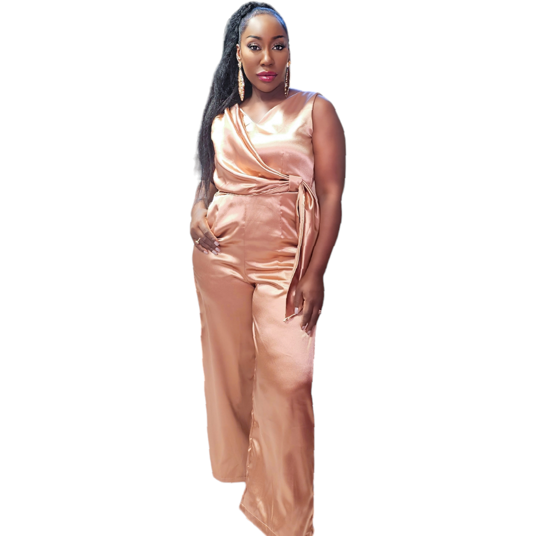 Dark Gold Satin Jumpsuit