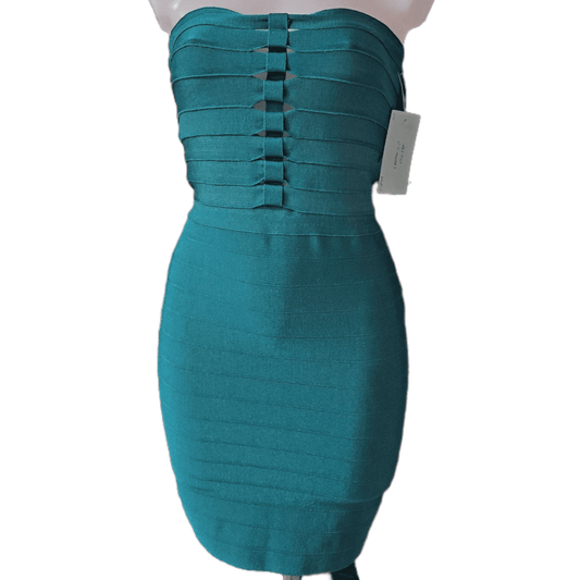 Strapless Teal Bandage Dress