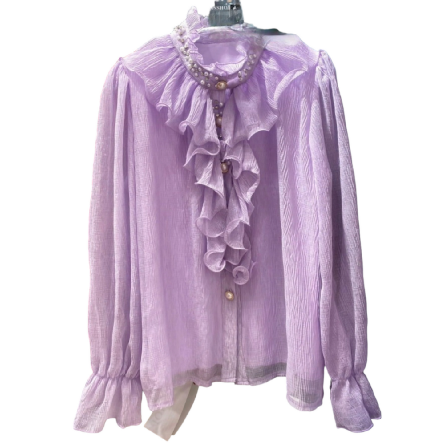 Lilac Ruffle Crystal Blouse