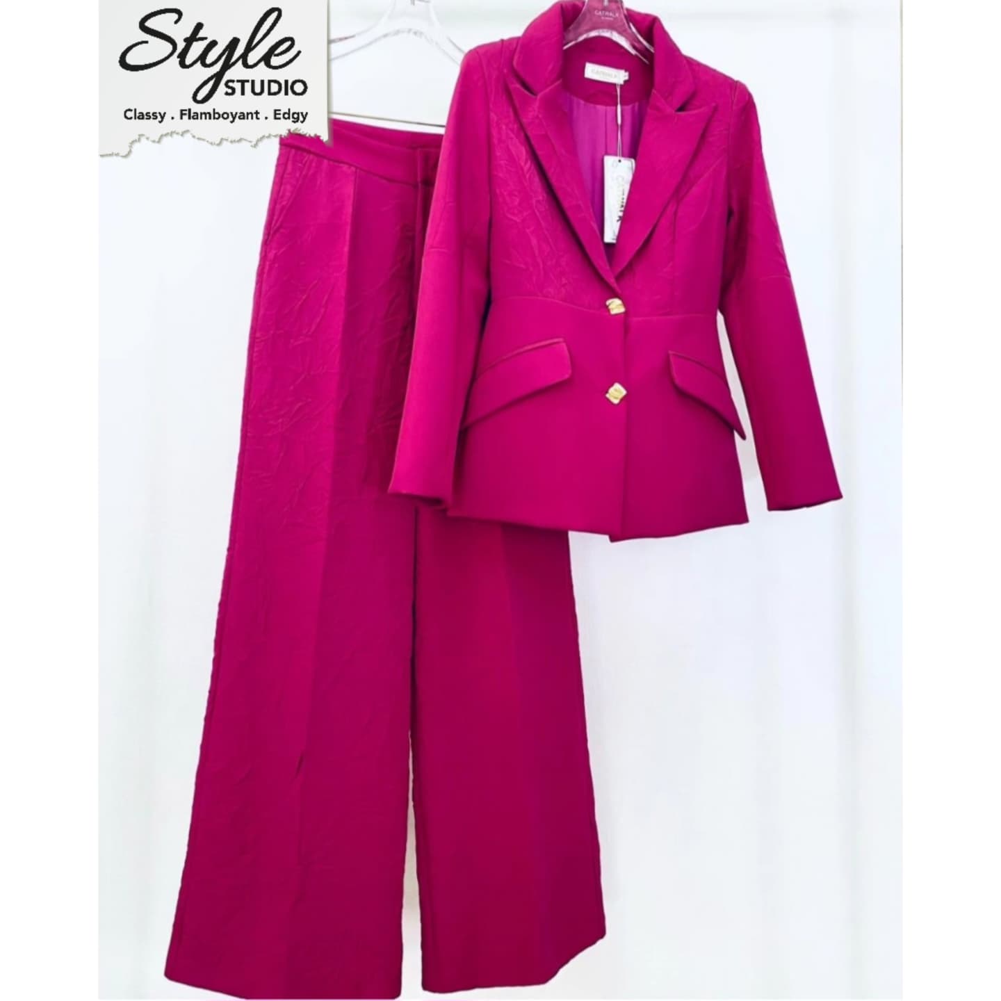 Fuschia Pink Crinkle Suit