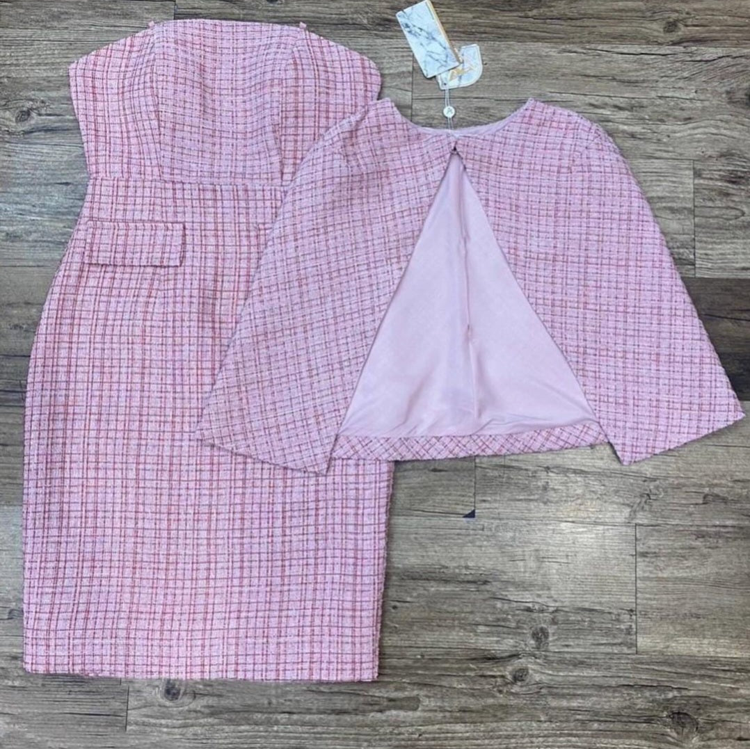 Pink Tweed Cape & Dress Co-Ord