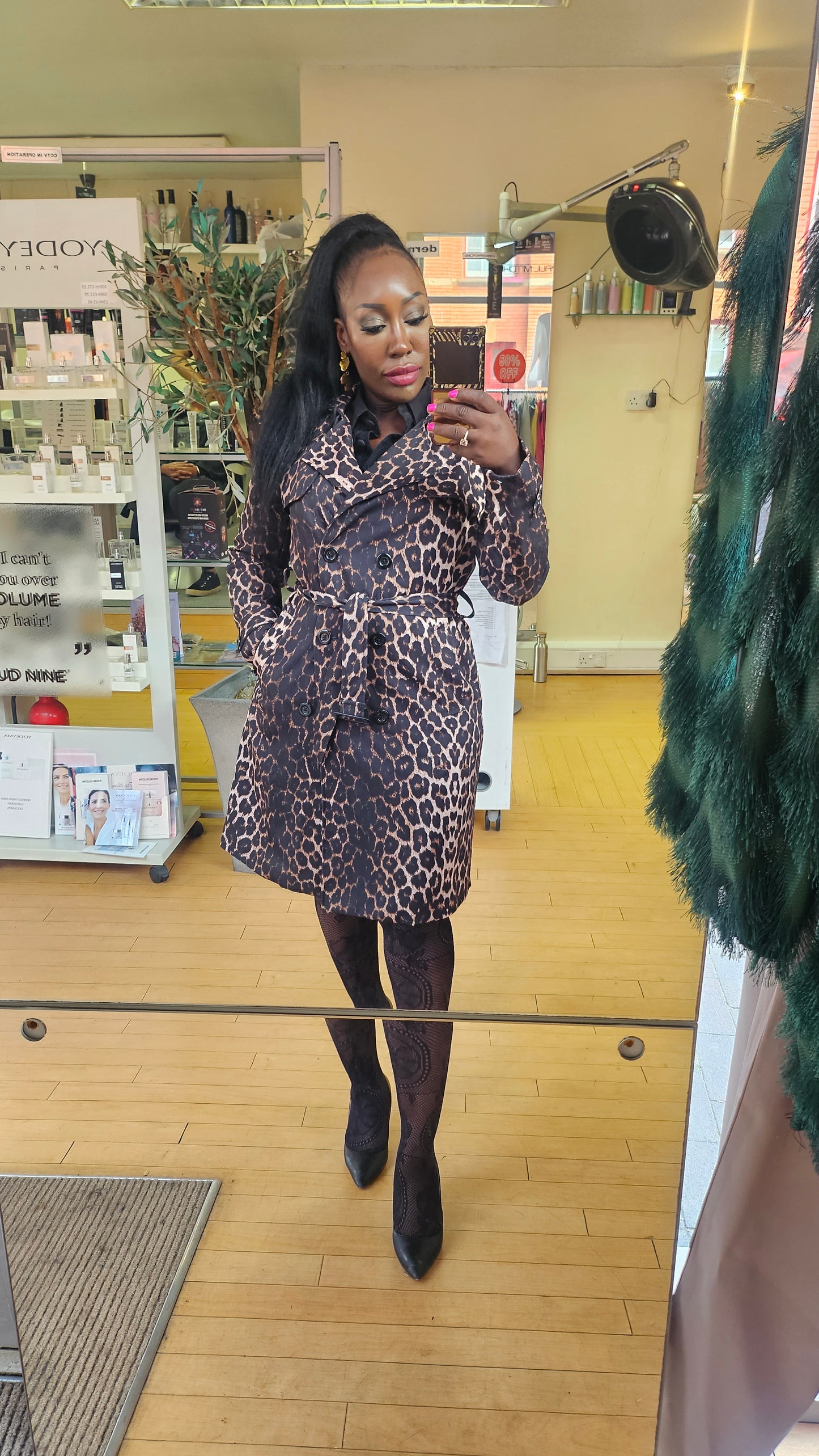 Leopard Print Trench Coat