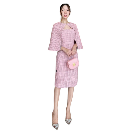 Pink Tweed Cape & Dress Co-Ord