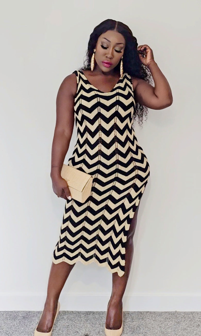 Black & Gold Crochet Dress