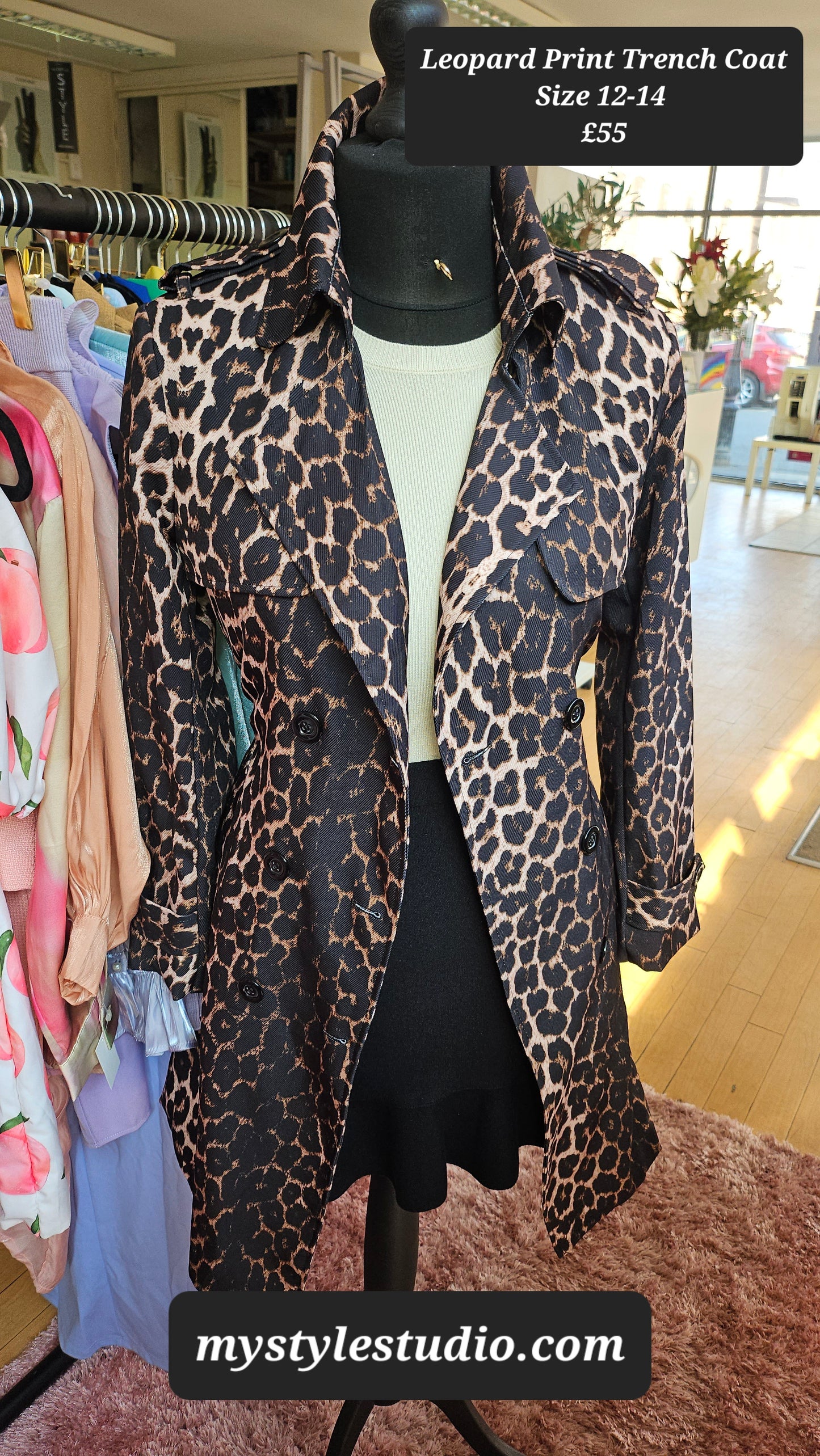 Leopard Print Trench Coat