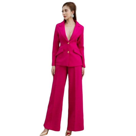 Fuschia Pink Crinkle Suit